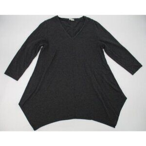 Garnet Hill Tunic Womens Medium Dark Gray V Neck Pullover Soft Casual Tencel